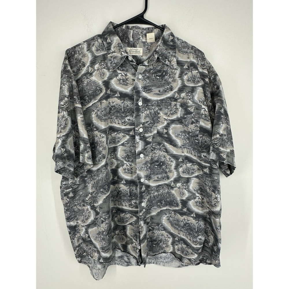 Vintage St. John's Bay LARGE Short Sleeve Button Down Shirt Island Hawaiian Palm